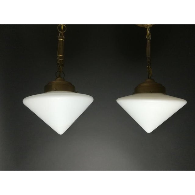 Gold Art Deco Dwelling Ceiling Light, 1920s, Set of 2 For Sale - Image 8 of 10