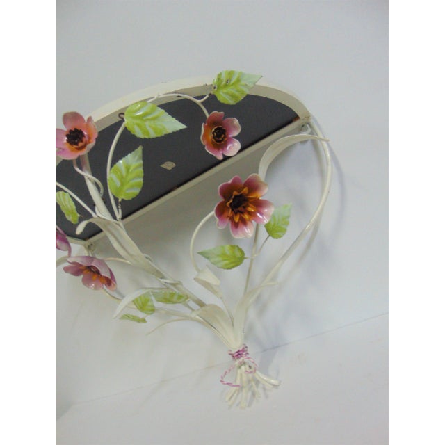 Italian Floral Tole Hanging Shelf For Sale - Image 4 of 7