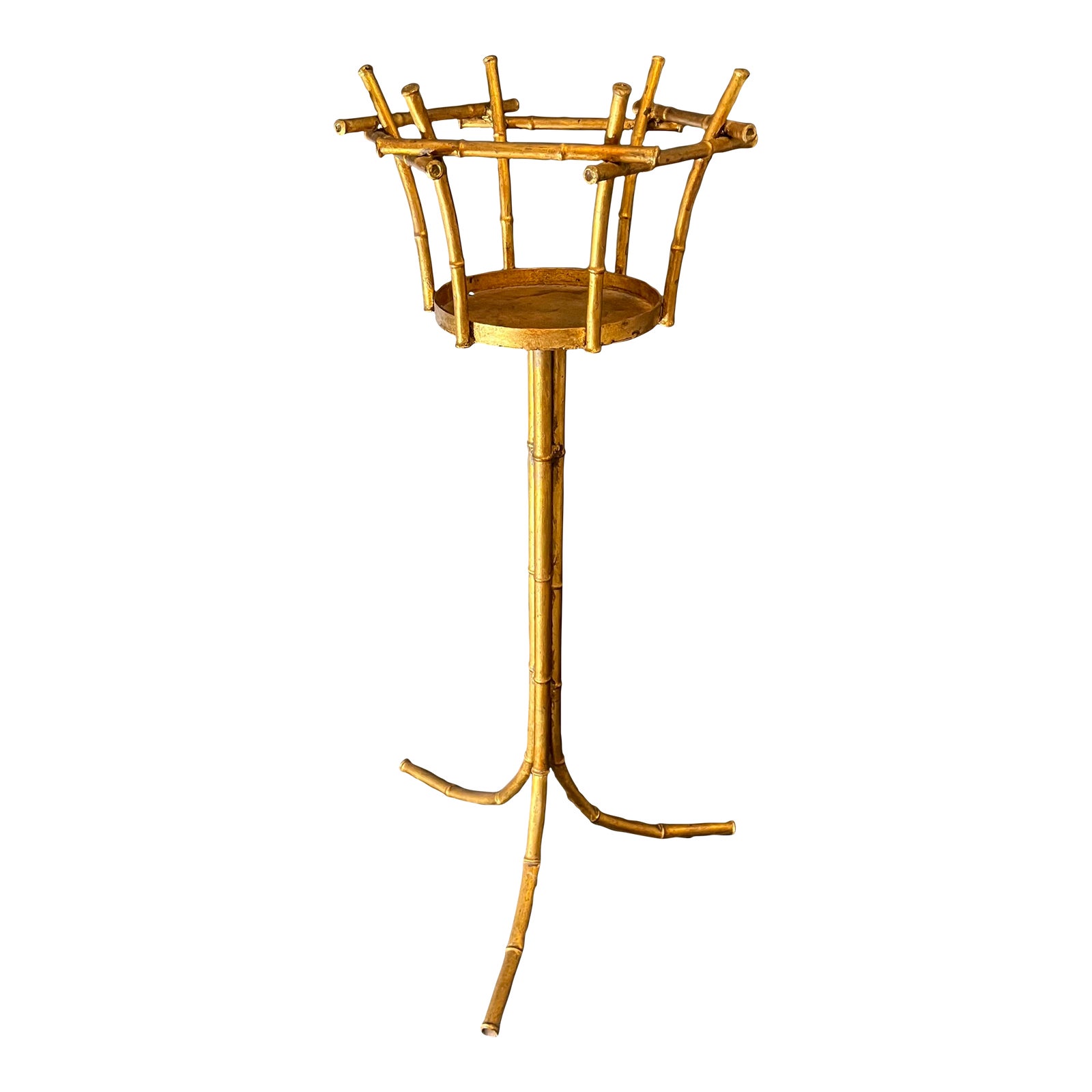 MidCentury Hollywood Regency Gilded Faux Bamboo Plant Stand Chairish