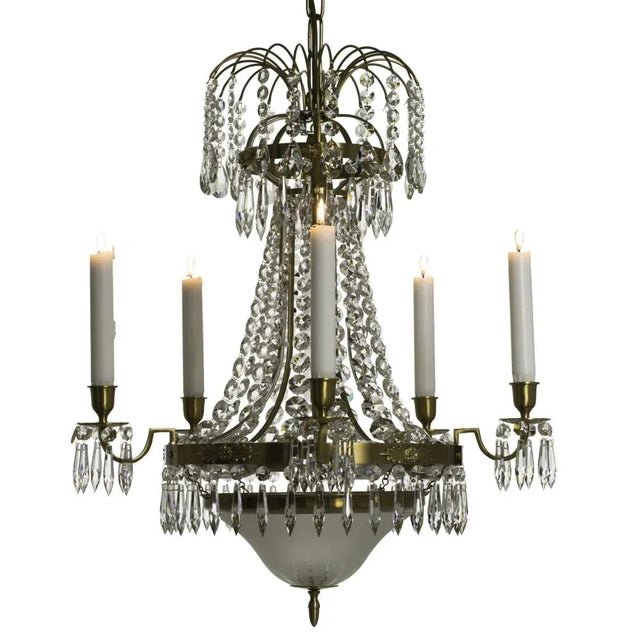 Metal Classic Classic Swedish Crystal Chandelier For Sale - Image 7 of 13