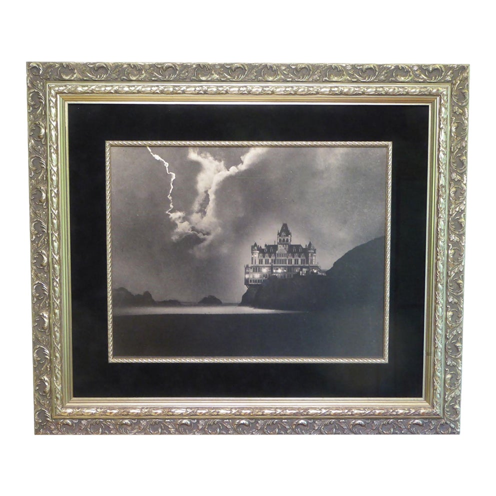 Cliff House in a Storm Victorian Black and White Gelatin Silver ...