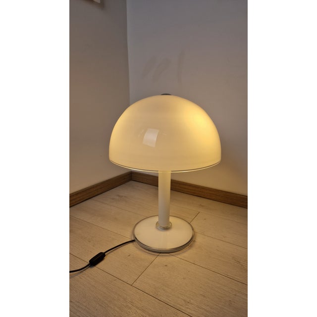 Large Table Lamps in Milk Glass and Transparent Glass with Adjustable Lampshade from Vistosi Murano, 1960s, Set of 2 For Sale - Image 4 of 18