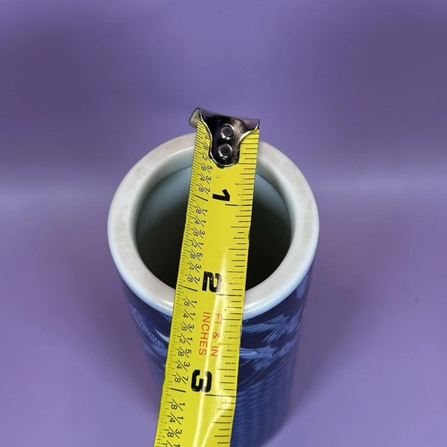 Vintage Hudson's Japan Ceramic Porcelain Blue Vase For Sale - Image 4 of 5