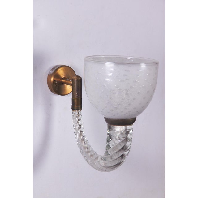 Brass and Glass Wall Lamps from Ercole Barovier, 1940s, Set of 2 For Sale - Image 4 of 18
