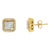 A pair of square diamond cluster stud earring that sparkle with a central cluster of princess cut diamonds surrounded by a...