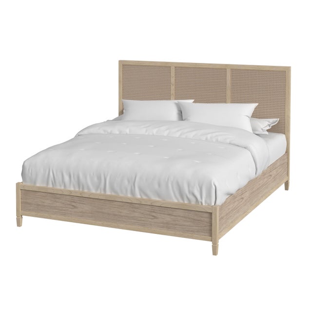 Flagstaff King Size Cane Panel Bed, Desert Sand For Sale - Image 9 of 9