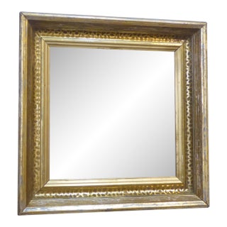 Antique Stenciled Silver-Gold Accent Mirror For Sale