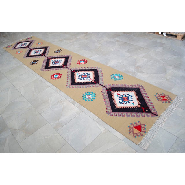 2020s Hand Woven Silk Runner Rug. Extra Long Hallway Decor. Turkish Silk Kilim. Luxury Kitchen Decor - New - 3′1″ X 14′1″ For Sale - Image 5 of 14