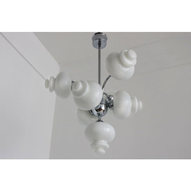 Mid-Century Chandelier in Chrome and Opaline by S.A. Boulanger, 1970 For Sale - Image 6 of 10