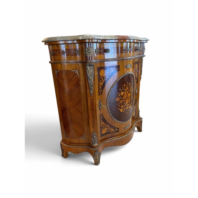 French Mid-20th Century Italian Colombo Mobili French Napoleon III Style Marquetry Credenza For Sale - Image 3 of 12