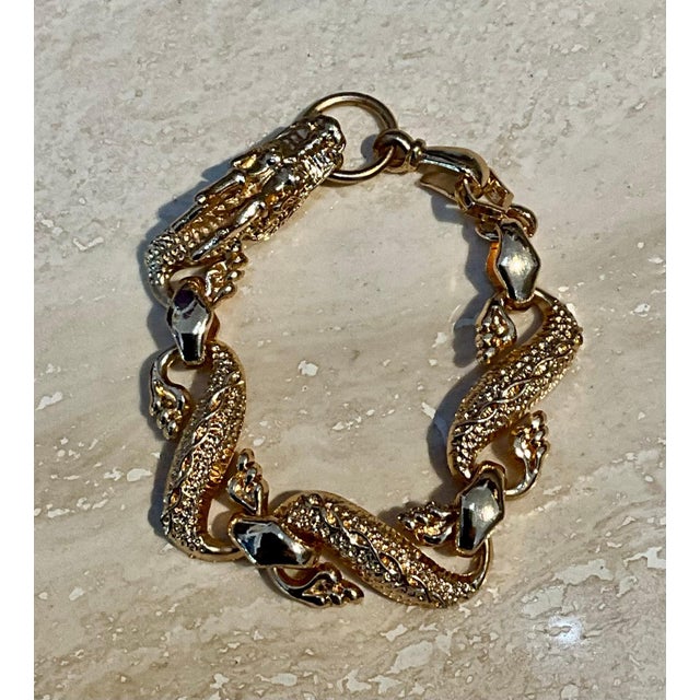 Vintage Hand-Carved Rose Gold Toned Dragon Bracelet For Sale - Image 9 of 10