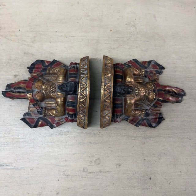 Vintage Venetian Style Polychrome Figural Wall Brackets - A Pair For Sale - Image 4 of 11