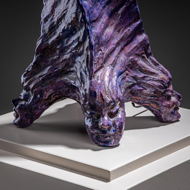 Violet Ceramic Table Lamp, France, Mid-20th Century For Sale - Image 4 of 10
