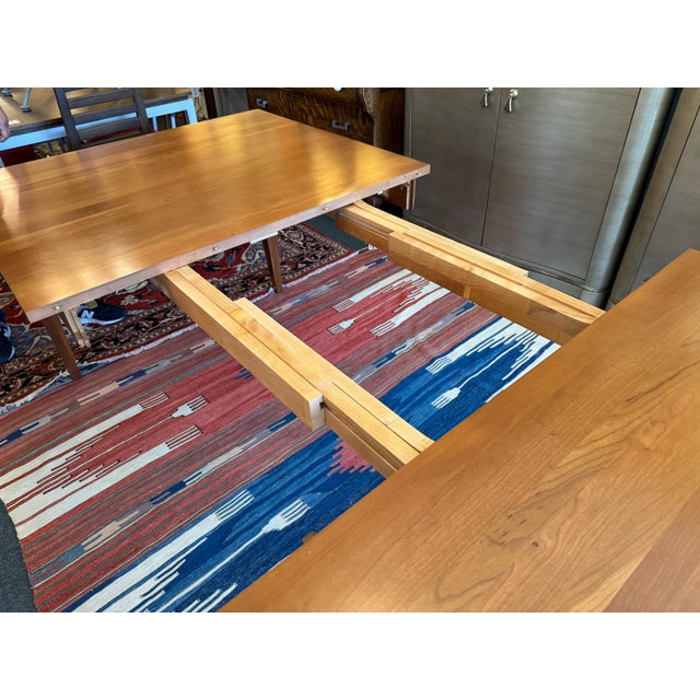 Ethan Allen Arts & Crafts Style Cherry Dining Table With Eight Slat-Back Chairs For Sale - Image 9 of 17