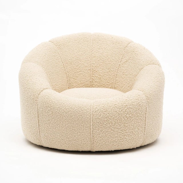 Textile Round Modernist Style Pair of Armchairs For Sale - Image 7 of 10