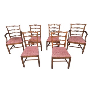 Vintage Traditional Ladderback Dining Chairs, Set of 6, Including 2 Armchairs For Sale