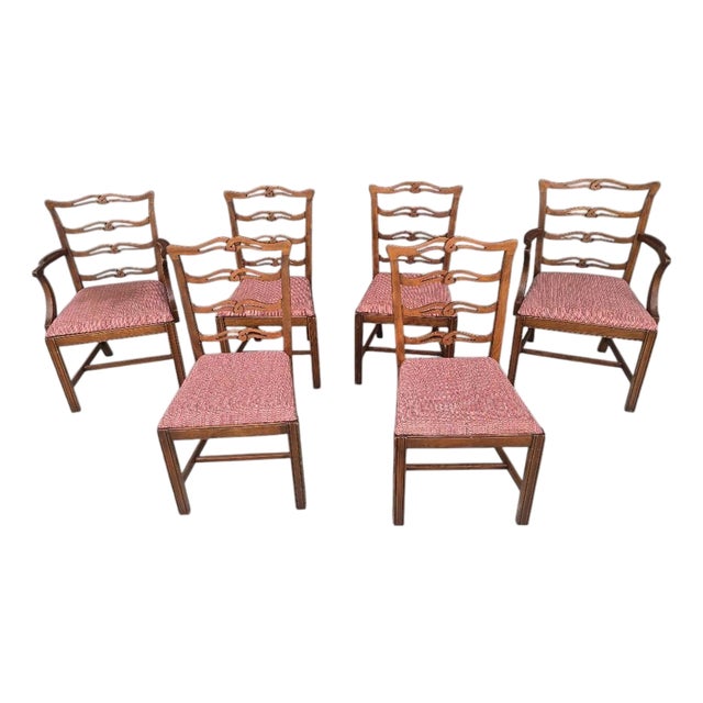 Vintage Traditional Ladderback Dining Chairs, Set of 6, Including 2 Armchairs For Sale