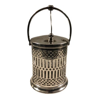 1920s Art Deco Silver Pierced Condiment Jar With Lid For Sale