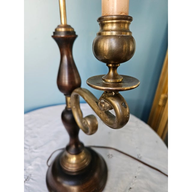 Late 20th Century Brass and Wood Student Lamp For Sale In Indianapolis - Image 6 of 11