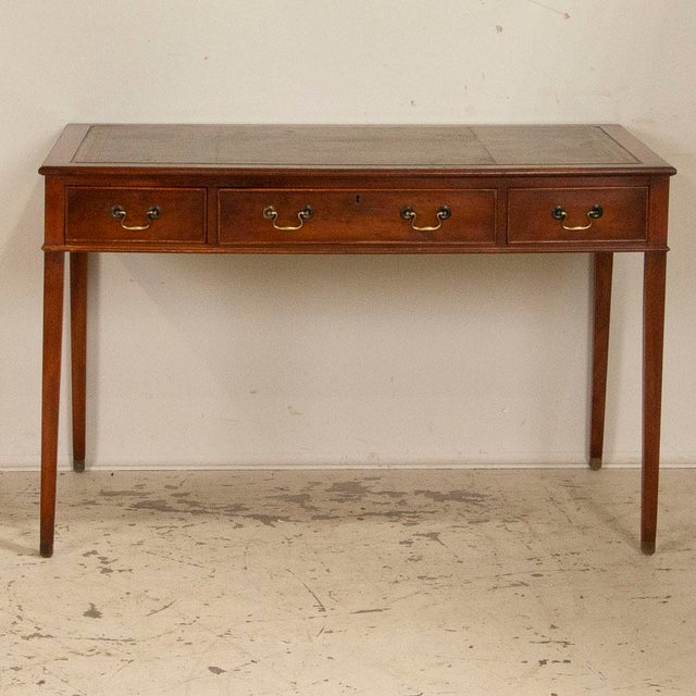 Vintage 3Drawer English Mahogany Writing Desk With Green Leather Top Chairish