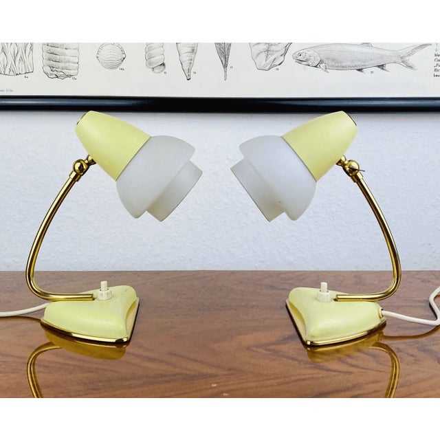 Vintage Italian Golden Yellow Bedside Lamps, 1950s, Set of 2 For Sale - Image 6 of 10