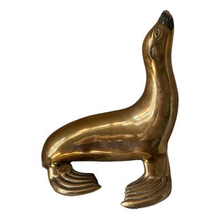 Mid-Century Brass Seal Sculpture, Europe, 1960s For Sale