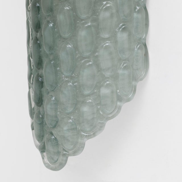 Aqua Green Murano Glass Wall Sconces with Textured Relief, 2000s, Set of 2 For Sale - Image 6 of 10