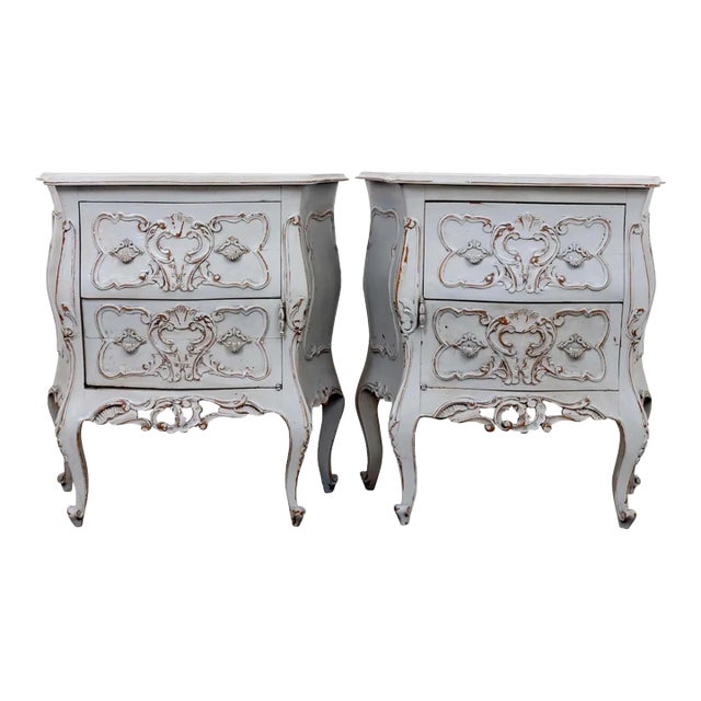 Pair Painted Distressed End Tables | Chairish