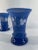Mid-Century Modern Small Vintage Royal Blue Hand Painted Opaline Vases - a Pair For Sale - Image 3 of 11