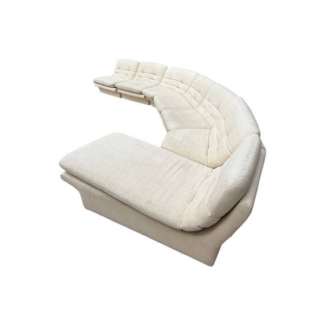 Mid-Century Modern Vintage 1980s 7-Piece Curved Modular Sofa With Chaise - Kagan Style For Sale - Image 3 of 5