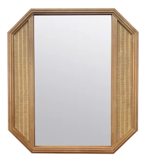 Large Geometric Octagonal Natural Woven Wicker Mirror