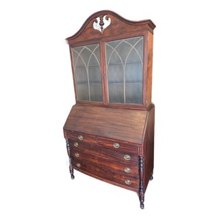 Antique 1920s Spanish Colonial Spanish Revival Mahogany Secretary Desk For Sale
