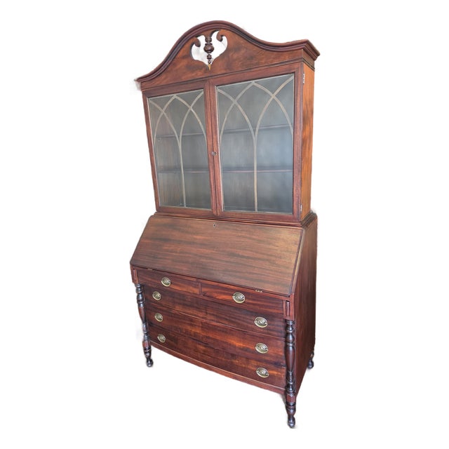 Antique 1920s Spanish Colonial Spanish Revival Mahogany Secretary Desk For Sale