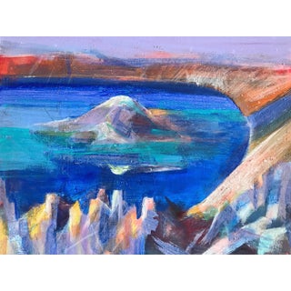 Patricia Zippin "Mountain in the Lake" 1980s Mixed Media Abstract Painting For Sale