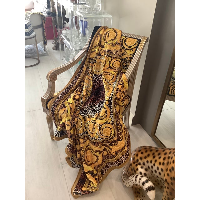 Alterier Versace Custom Made Barocco Animal Print Velvet Throw - 55”55” For Sale - Image 12 of 13