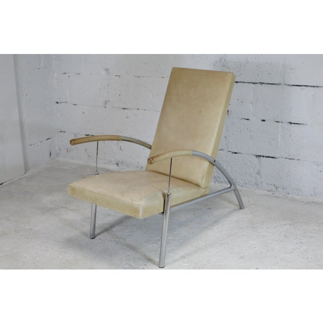 Tubular Steel and Leather Cream Armchair, France, 1970s For Sale - Image 13 of 18