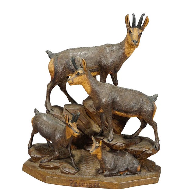 1900s Carved Wood Chamois Family by Ernst Heissl For Sale - Image 10 of 10