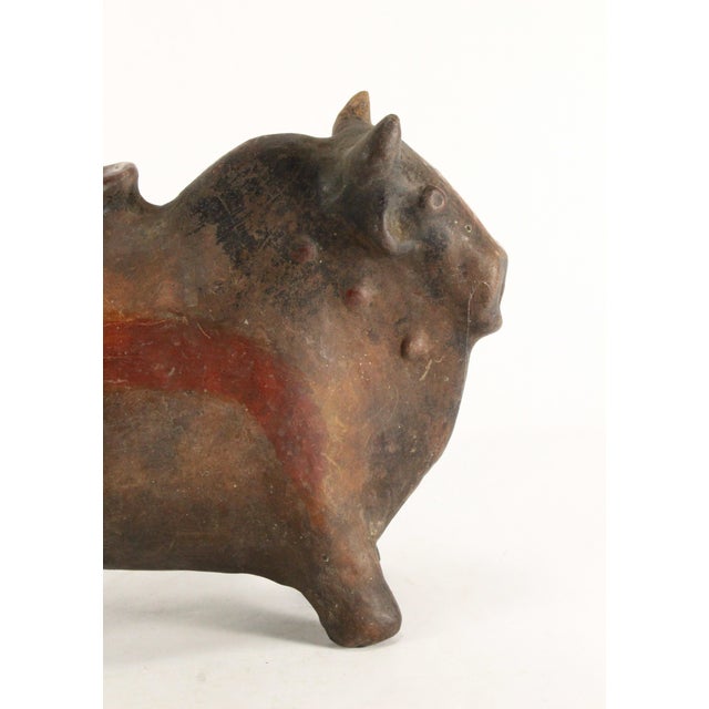 19th Century Huge 19th C. Spanish Colonial Cusco Pottery Bull Shaped Terracotta Chicha Vessel For Sale - Image 5 of 18