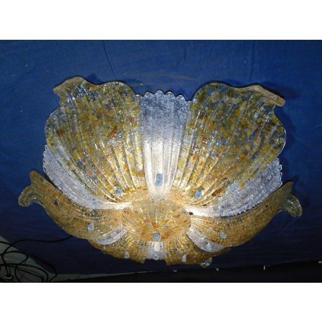 1960s Italian Clear and Amber Graniglia Murano Flush Mount For Sale - Image 6 of 9