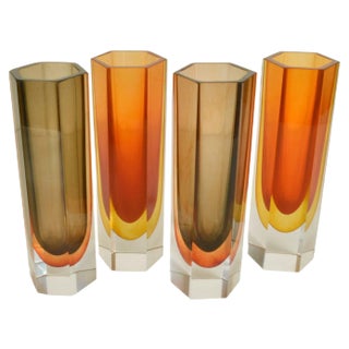 Faceted Glass Vases, Set of 4 For Sale