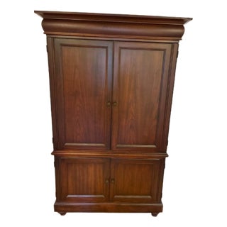 Vintage Computer Armoire Desk - Solid Wood - By Hekman Furniture Company, Attributed For Sale