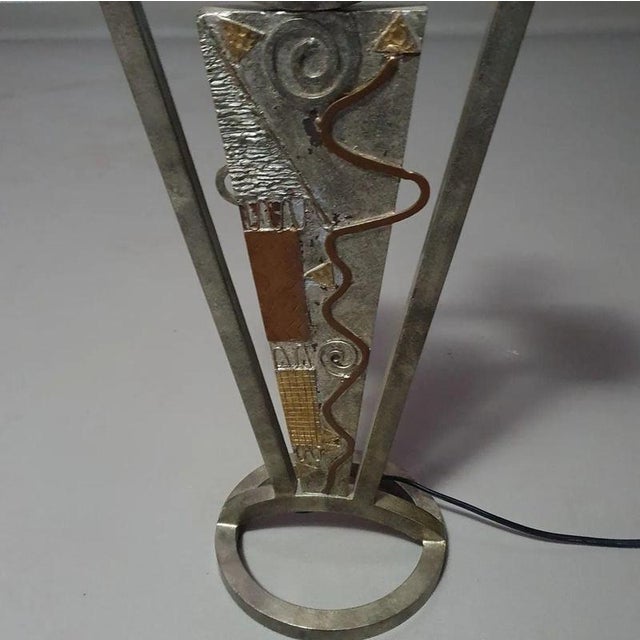 Brutalist Lamp with Metal Shade For Sale - Image 5 of 8