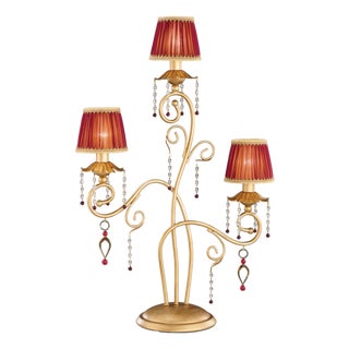 Fenice Gold 3 Lights Table Lamp in Montecarlo Gold and Cut Glass by Aggiolight For Sale