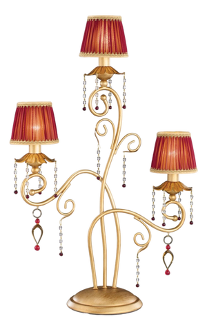 Fenice Gold 3 Lights Table Lamp in Montecarlo Gold and Cut Glass by Aggiolight