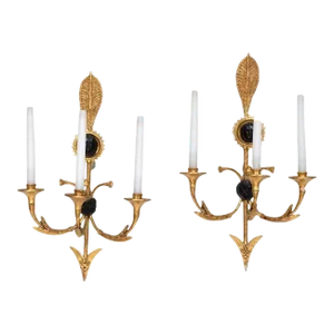 Pair of 19th Century Giltwood and Iron Swedish Neoclassical Sconces