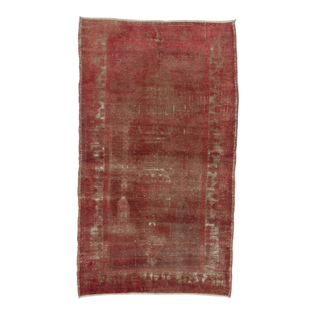 Overdyed Rust Vintage Turkish Rug For Sale