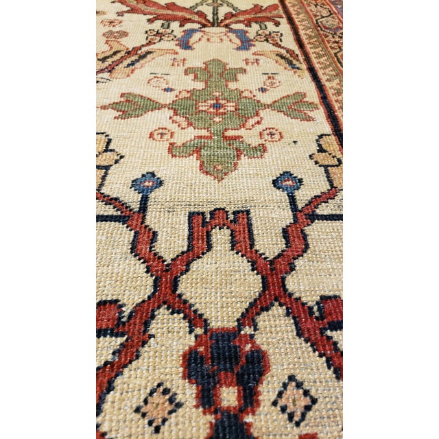 Antique Persian Sultanabad Carpet Ivory, Red, Light Blue, and Green For Sale - Image 11 of 13