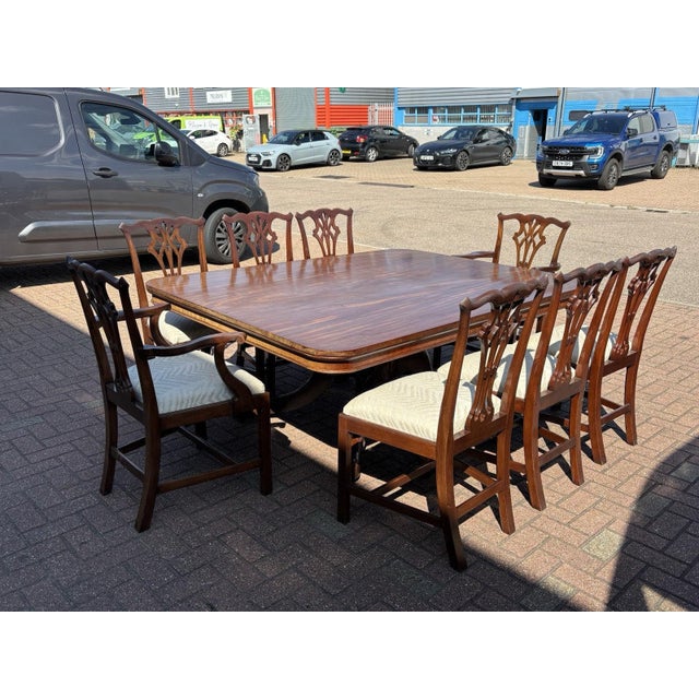 Antique Mahogany Dining Table and Chairs, Set of 9 For Sale - Image 12 of 18