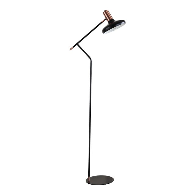 Floor Lamp - Black & Antique Copper For Sale