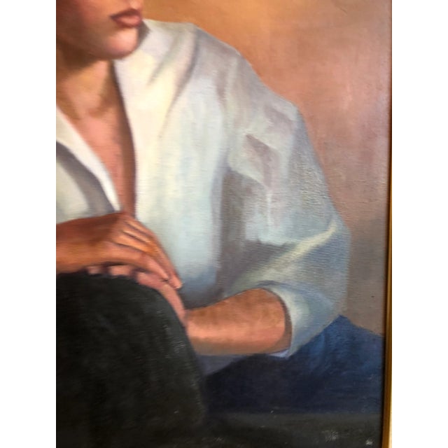 Vintage 1985 O/C Portrait of Woman For Sale - Image 4 of 9